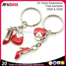 Melhor qualidade de metal esmalte lindo vermelho sapato de salto alto keychain